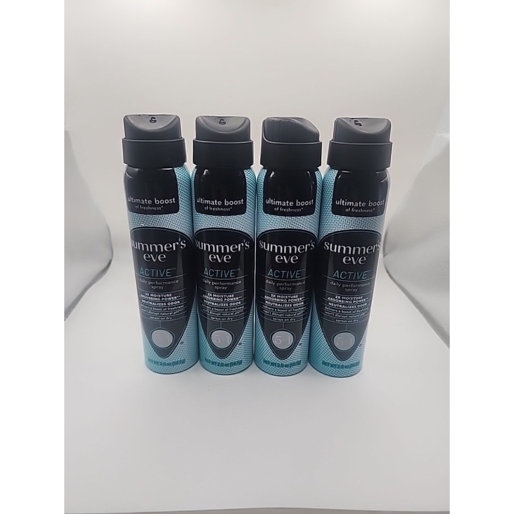 4 PACK of Summer's Eve Active Daily Performance Feminine Spray, 2 oz / 56.7g
